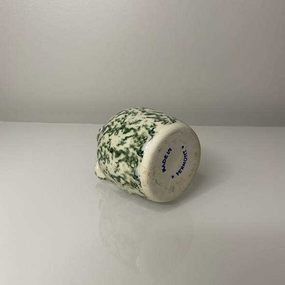 Tiny Ceramic Green and Cream Jug Vase -Made in Vermont - Picture 6 of 6